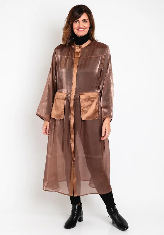Shop the Hottest Deals!Natalia Collection One Size Sheer Mesh Coat Dress, Bronze