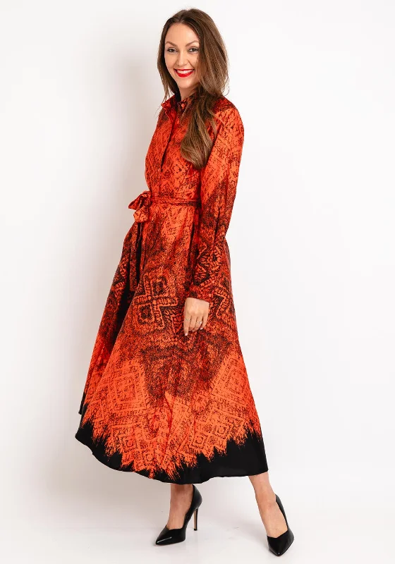 Hurry! While Supplies Last!Natalia Collection One Size Scattered Print Shirt Maxi Dress, Orange Hurry! While Supplies Last!Natalia Collection One Size Scattered Print Shirt Maxi Dress, Orange