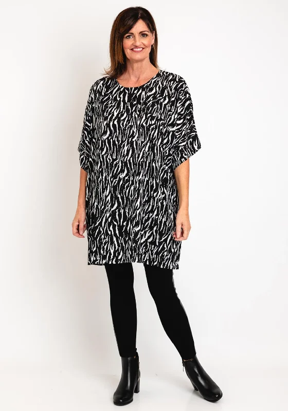 Find the Best Deals Here!Malissa J One Size Zebra Print Long Top, Black