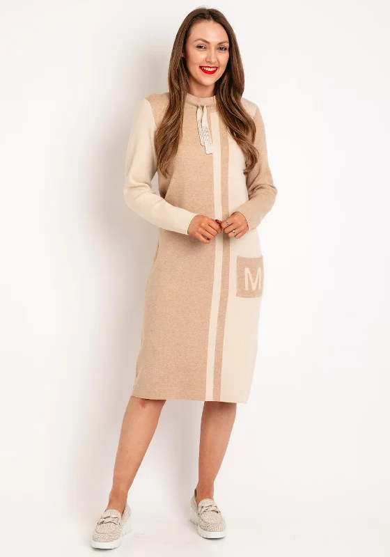 Limited Stock Available!Micha Drawstring Neckline Knit Jumper Dress, Beige