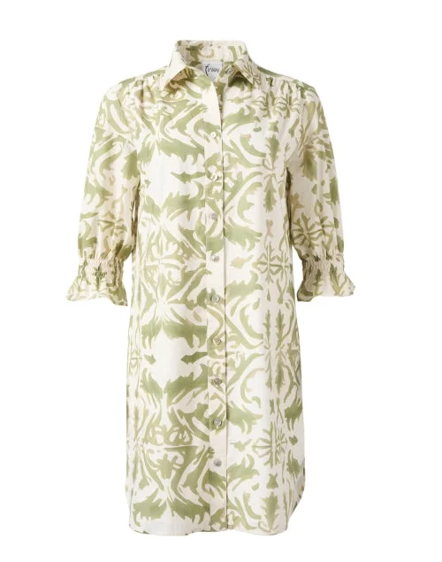 Snag the Best Prices Now!Miller White and Green Print Shirt Dress