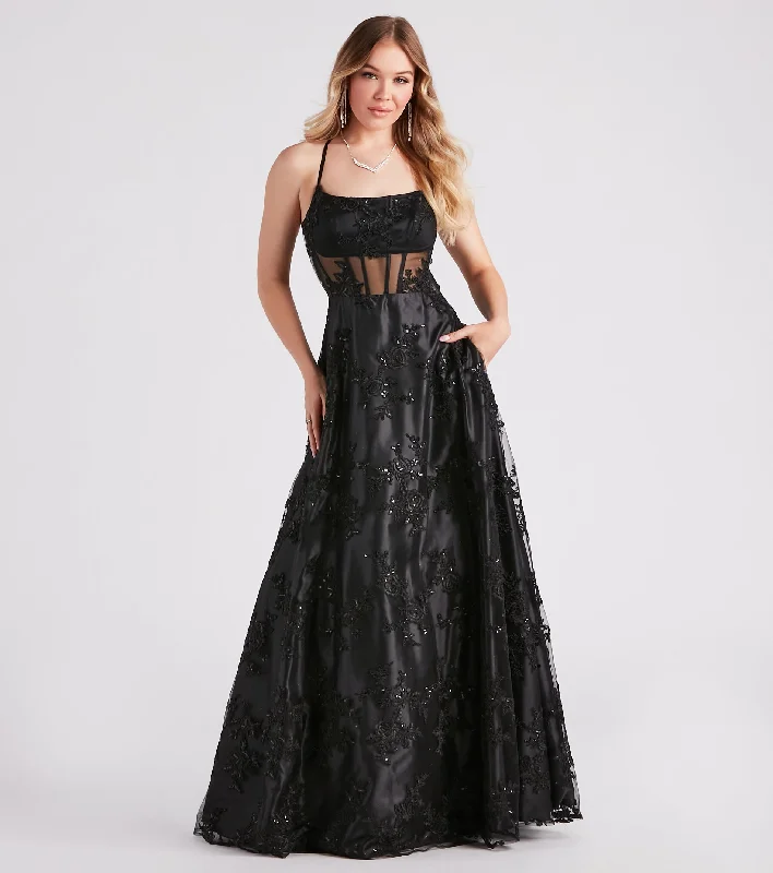 Don’t Wait – Deals Won’t Last!Monica Sequin Embroidered Lace Ball Gown