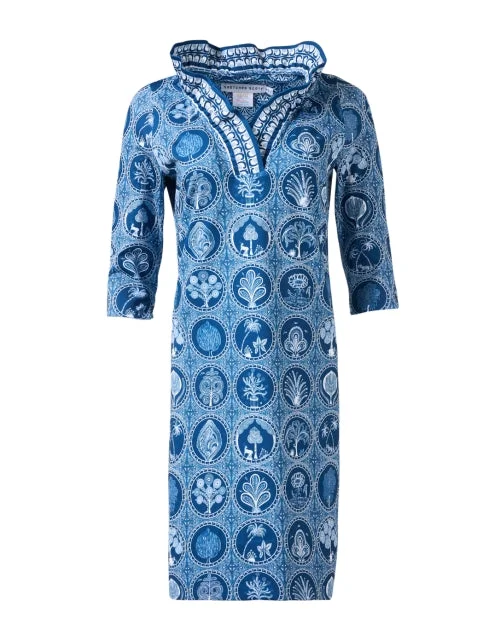 Incredible Savings Inside!Navy Print Ruffle Neck Dress