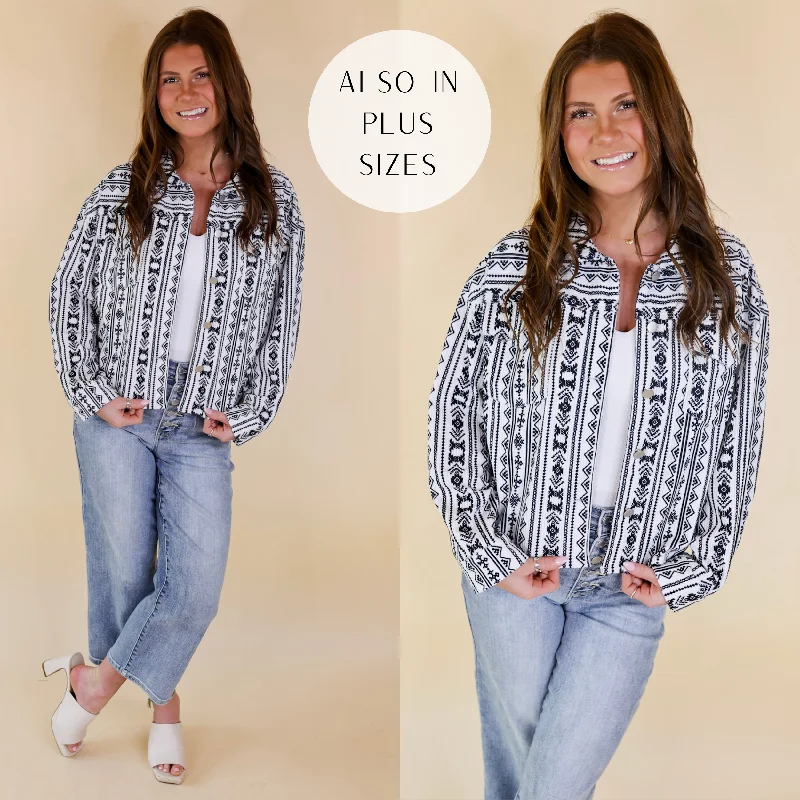 Hottest Discounts of the Year!New In Town Tribal Print Corduroy Jacket in White