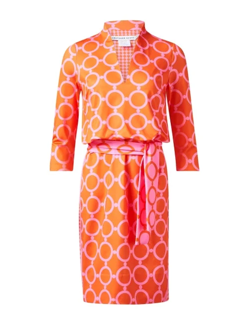 Your Wallet Will Thank You!Pink and Orange Print Cotton Dress