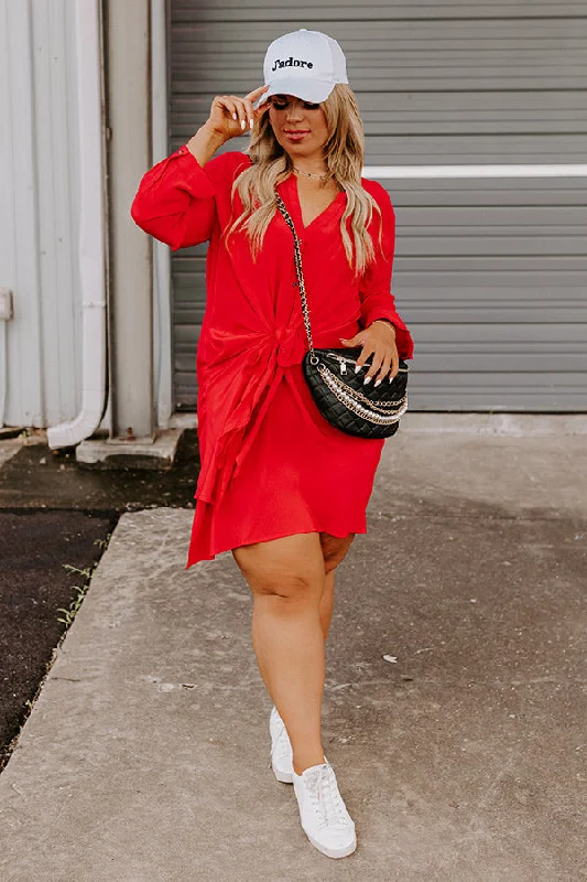 Flash Deals – Act Quickly!Press Room Front Tie Dress In Red Curves