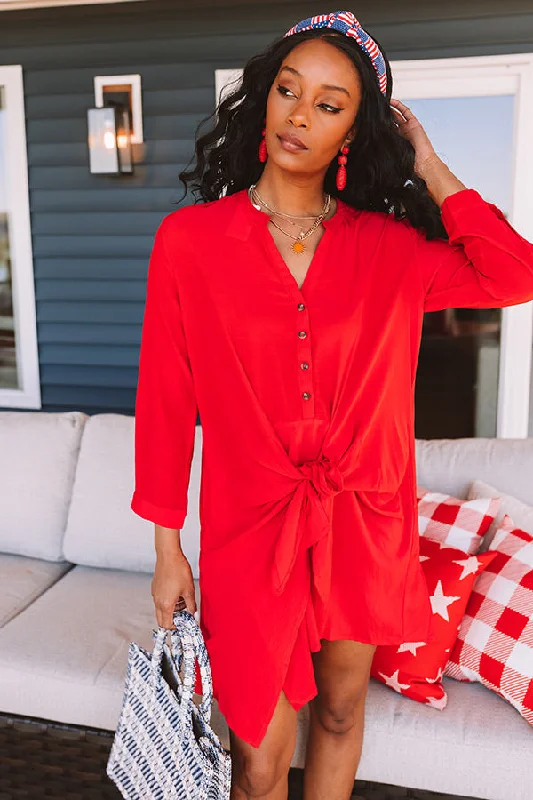 Save More When You Shop More!Press Room Front Tie Dress In Red