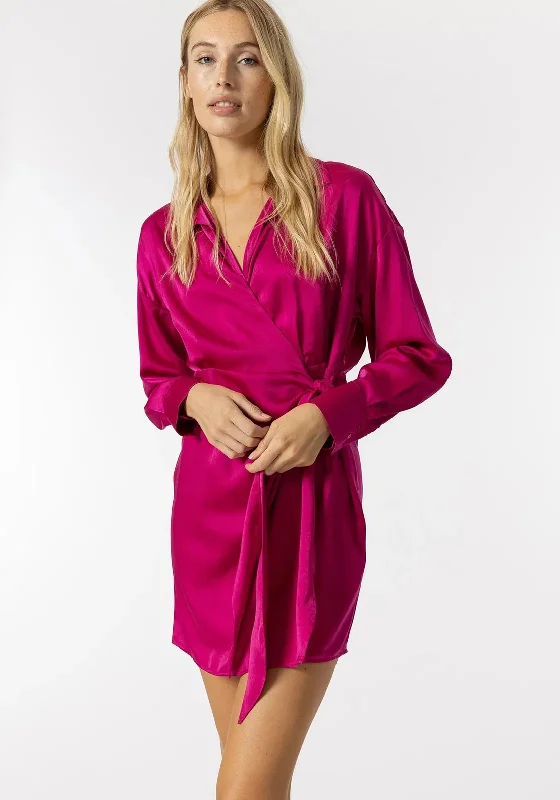 Huge Savings – Act Now!Tiffosi Satin Wrap Mini Dress, Pink