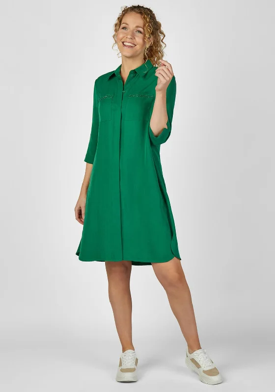 One Click Away from Big Savings!Rabe Embellished Pockets Knee Length Shirt Dress, Green One Click Away from Big Savings!Rabe Embellished Pockets Knee Length Shirt Dress, Green