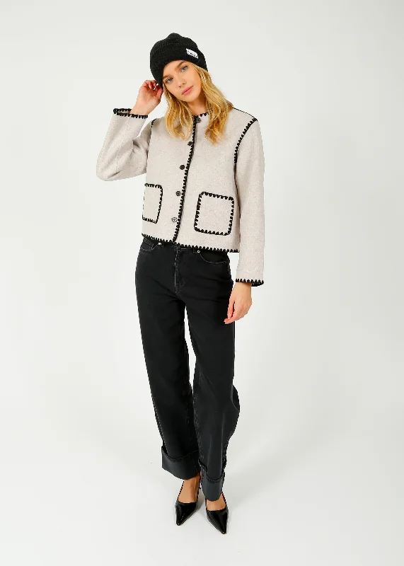 The Best Offers Are Here!RAILS Melanie Blanket Stitch Jacket in Oatmeal