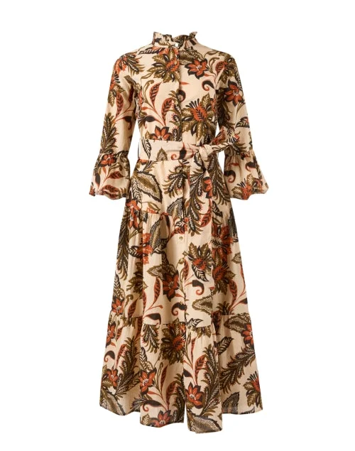 Amazing Prices You Can’t Resist!Roxie Beige Print Cotton Voile Dress