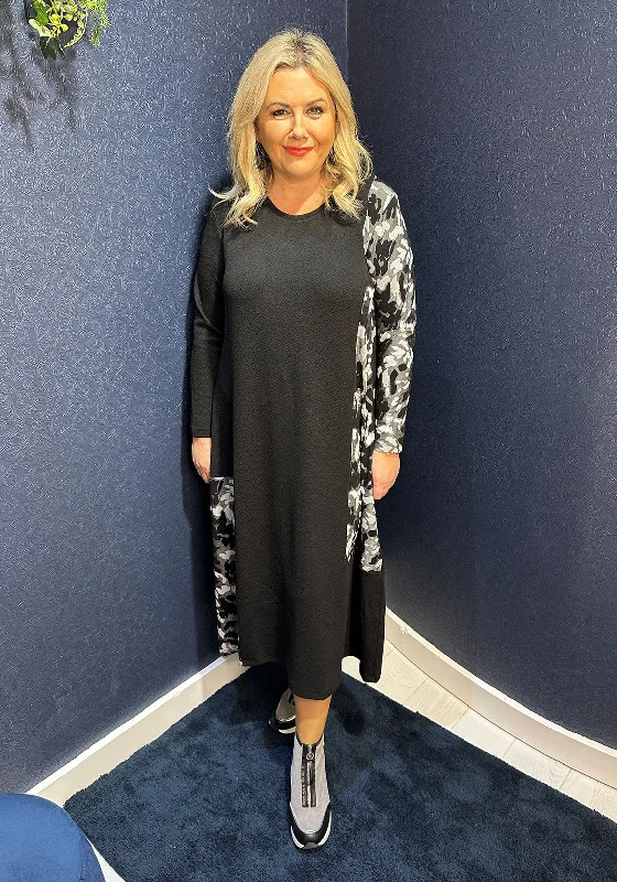 Your Exclusive Offer Awaits!Ever Sassy Camouflage Part Print Midi Jersey Dress, Black
