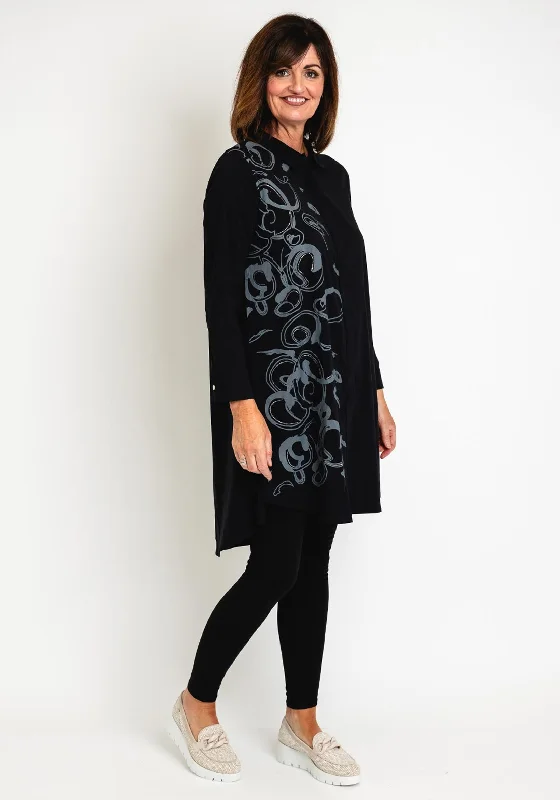 Your Discount is Waiting!Ever Sassy Swirl Print Long Shirt, Black