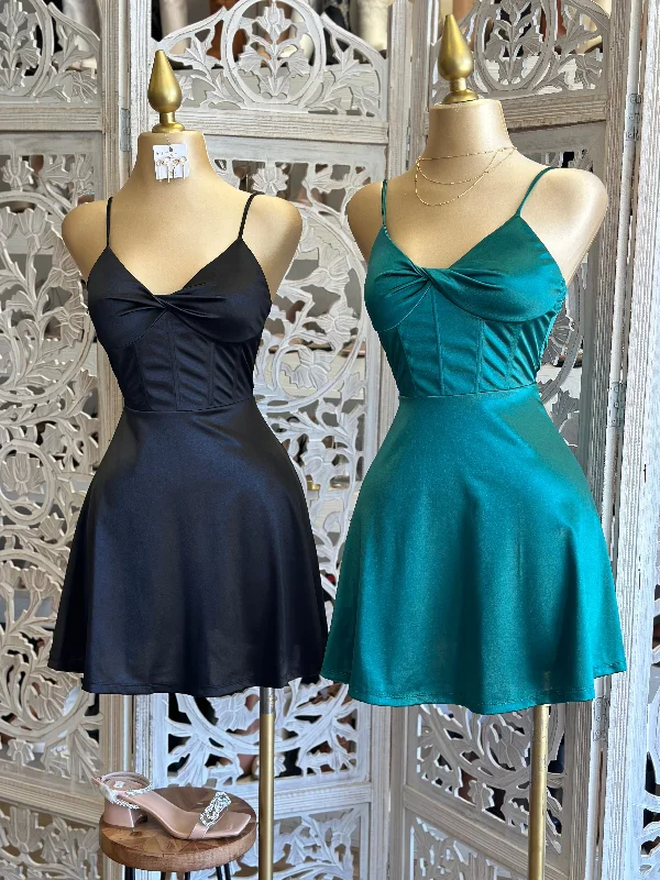 Special Discounts Inside!Satin Croset Knotted Dress-Stretchy