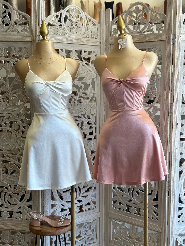 Price Drop Alert!Satin Croset Knotted Dress-Stretchy