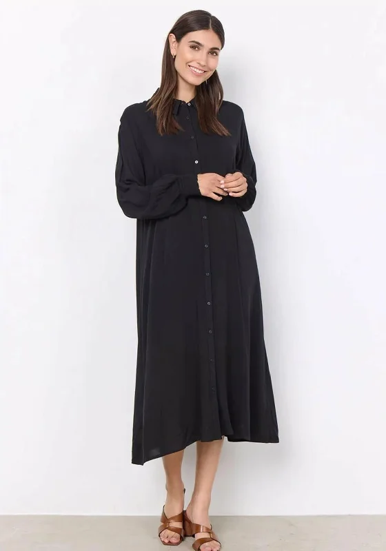 Enjoy Huge Discounts Now!Soyaconcept Radia Basic Button Up Midi Shirt Dress, Black Enjoy Huge Discounts Now!Soyaconcept Radia Basic Button Up Midi Shirt Dress, Black