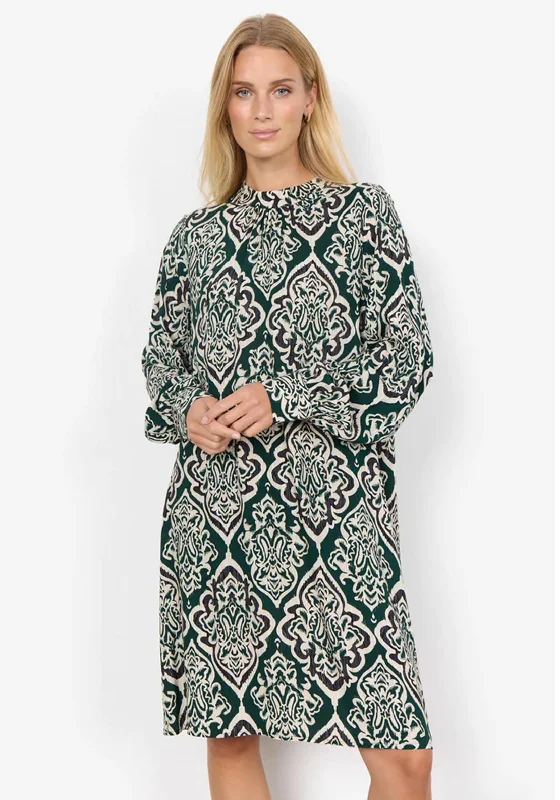 Shop the Hottest Deals!Soyaconcept Vernia Damask Knee Length Dress, Dark Green