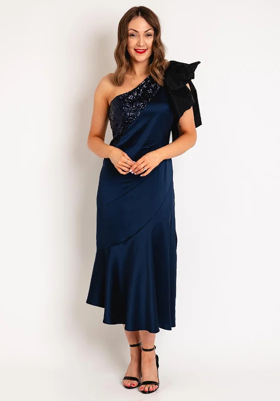 Hurry, Sale Ends Soon!Sisters By Caroline Kilkenny Kennedy Sequin Satin Maxi Dress, Navy