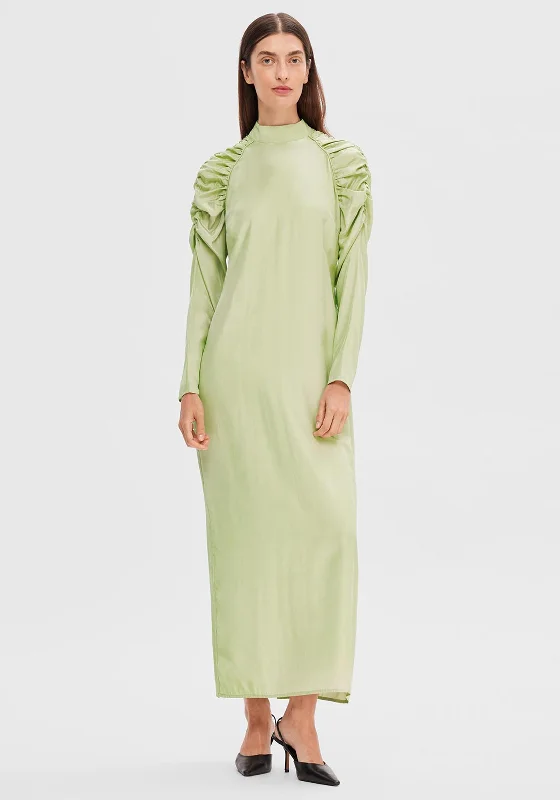 Steals and Deals Await!Selected Femme Nora Ruched Shoulder Detail Long Dress, Winter Pear