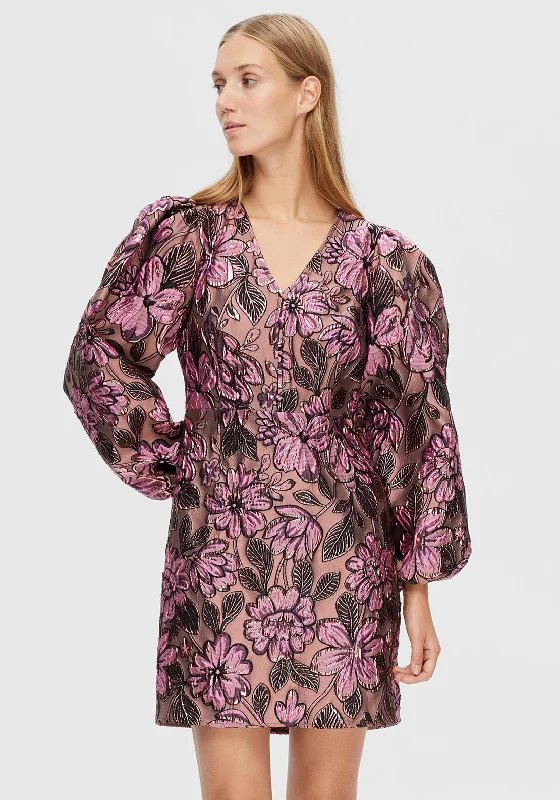 Exclusive Offers You’ll Love!Selected Femme Paula Floral Embossed Mini Dress, Pink Lavender