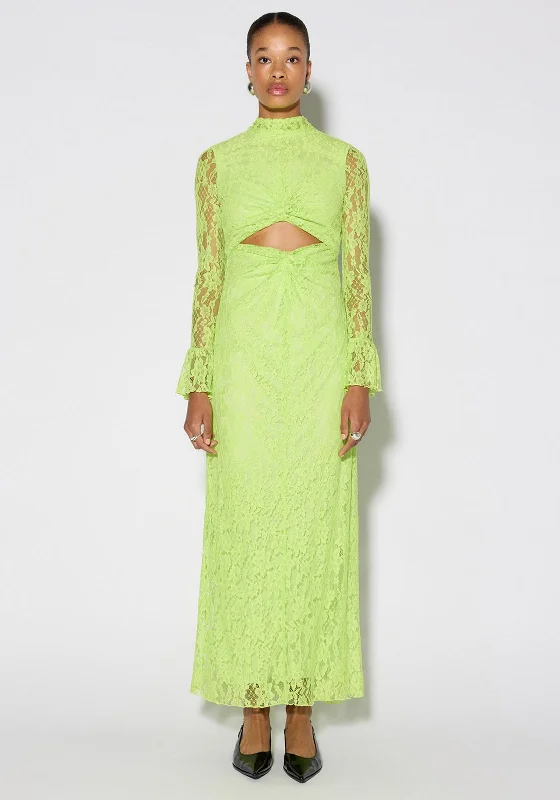 Save Money, Shop Happy!SOMETHINGNEW Natalie Cutout Lace Maxi Dress, Acid Lime