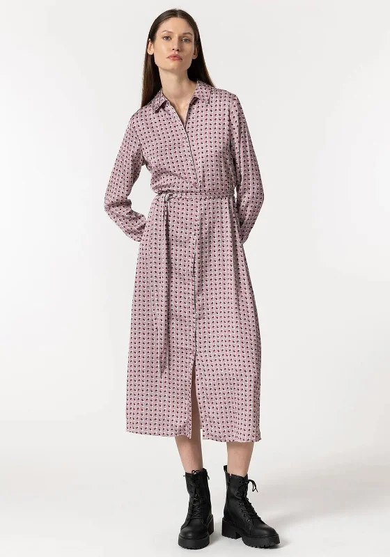 Get It Before It’s Gone!Tiffosi Satin Geo Print Midi Shirt Dress, Pink