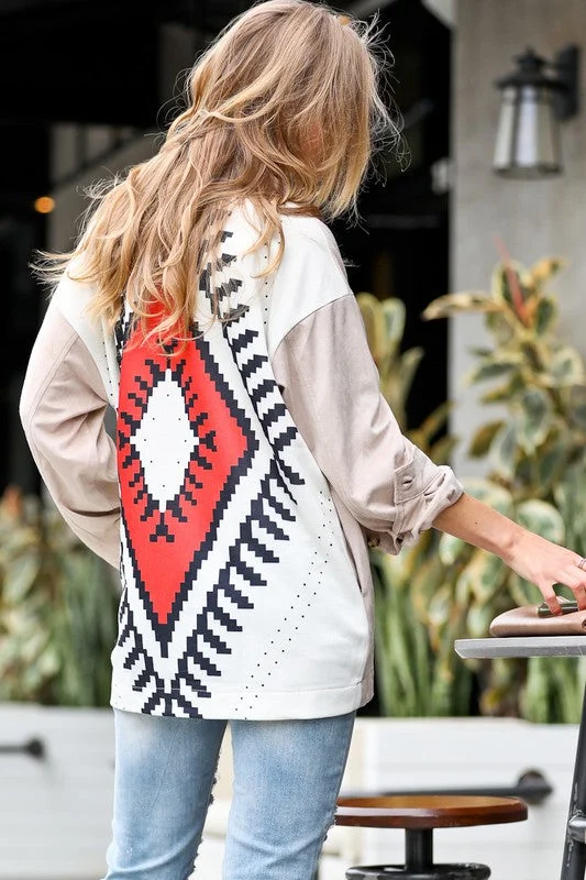 Flash Deals – Act Quickly!SUEDE TRIBAL PRINT SHACKET