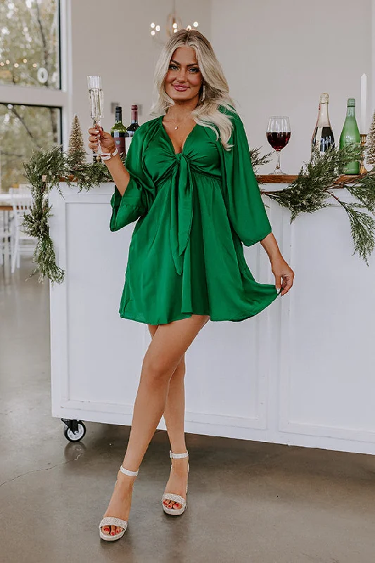 The Best Offers Are Here!Sweetest Secret Front Tie Dress In Hunter Green