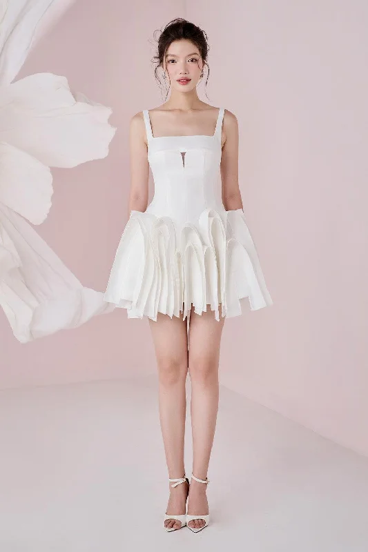 Best Deals Just for You!Umi A-line Square Neck Taffeta Cotton Mini Dress