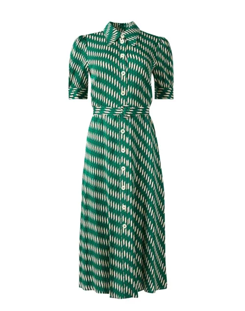 Every Deal is a Steal!Valerie Green Print Shirt Dress