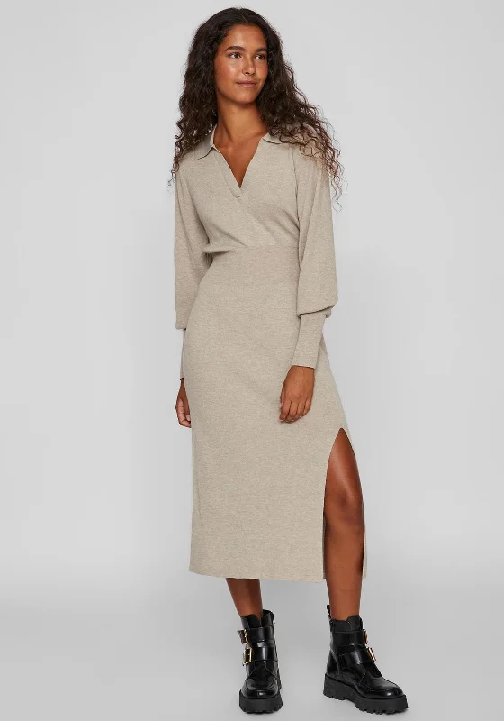 Savings You Can’t Ignore!Vila Marla Fine Knit Midi Jumper Dress, Natural Melange