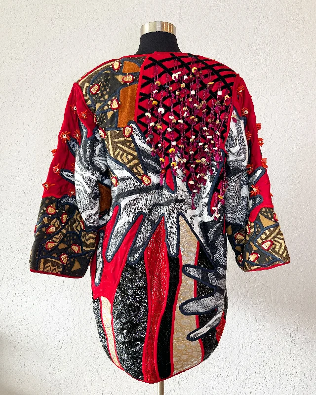 Great Deals, Just for You!Vintage 80's Abstract Mudcloth x Skulls Patchwork Jacket