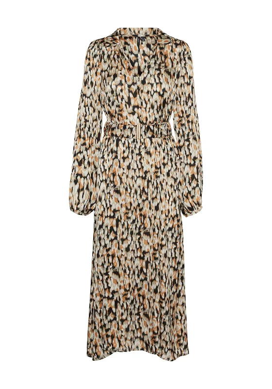Buy More, Pay Less!Vero Moda Elia Belted Waist Print Maxi Dress, Birch