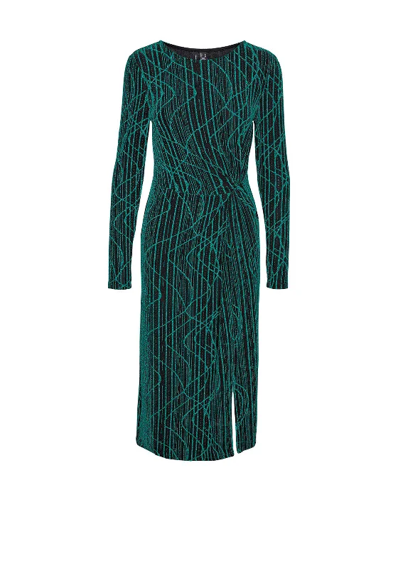 Get Ready to Save!Vero Moda Kanz Glitter Midi Length Dress, Black & Parasailing