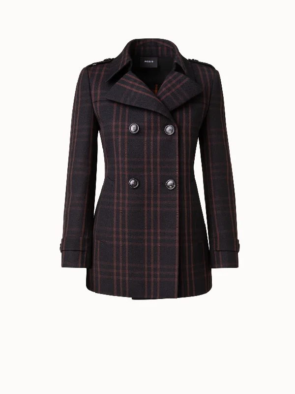 Get It Before It’s Gone!Wool Double-Weave Peacoat with Window Pane Check