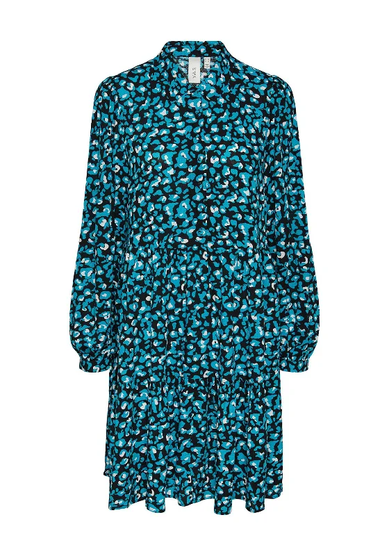 Your Dream Deal is Here!Y.A.S Alira Tiered Midi Shirt Dress, Black & Blue