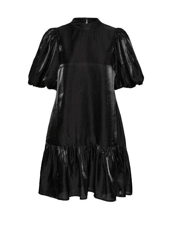 Stock Up and Save!Y.A.S Magnusa Volume Sleeve Tiered Mini Dress, Black