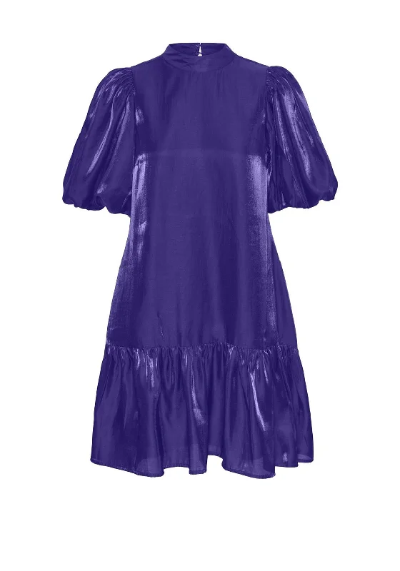 Limited-Time Price Drop!Y.A.S Magnusa Volume Sleeve Tiered Mini Dress, Deep Blue