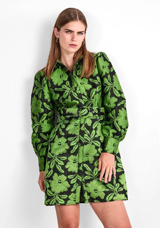 Score Huge Discounts Today!Y.A.S Sine Embossed Floral Print Mini Dress, Black