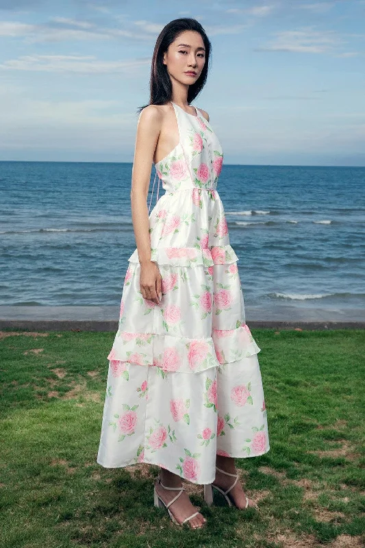 The Best Sale of the Year!Yvonne Fit and Flare Halter Neck Taffeta Ankle Length Dress The Best Sale of the Year!Yvonne Fit and Flare Halter Neck Taffeta Ankle Length Dress