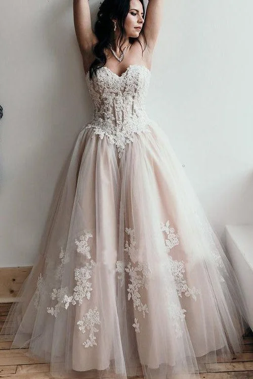 Shop Smart, Save Big!2021 Lace Appliques Wedding Dress with Strapless Corset Bodice Shop Smart, Save Big!2021 Lace Appliques Wedding Dress with Strapless Corset Bodice