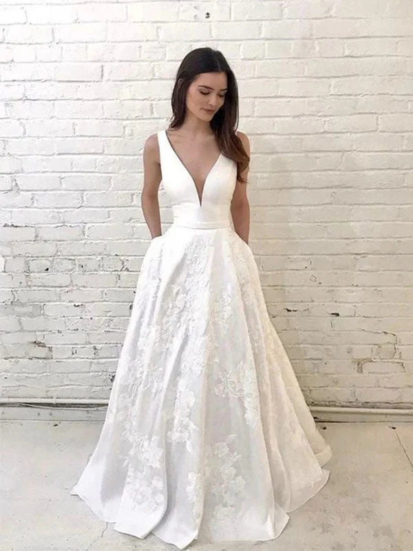 Great Deals, Just for You!A-line Charming Sleeveless V-Neck Plus Size Vintage Beach Long Wedding Dresses WD160 Great Deals, Just for You!A-line Charming Sleeveless V-Neck Plus Size Vintage Beach Long Wedding Dresses WD160