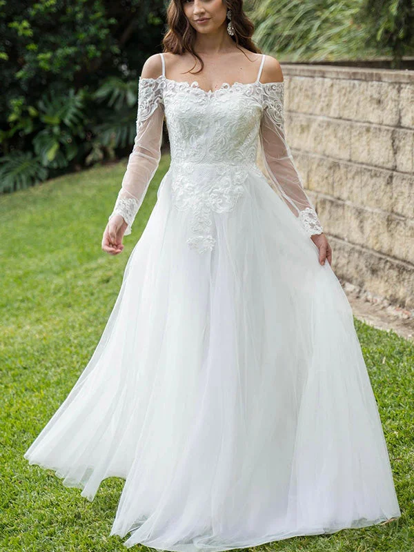 Upgrade for Less!A-line Long Sleeves Off the Shoulder Beach Vintage Garden Long Wedding Dresses WD131 Upgrade for Less!A-line Long Sleeves Off the Shoulder Beach Vintage Garden Long Wedding Dresses WD131