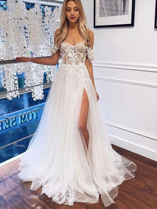 Limited Stock Available!A-line Off the Shoulder Tulle Lace Vintage Beach Long Wedding Dresses WD161 Limited Stock Available!A-line Off the Shoulder Tulle Lace Vintage Beach Long Wedding Dresses WD161