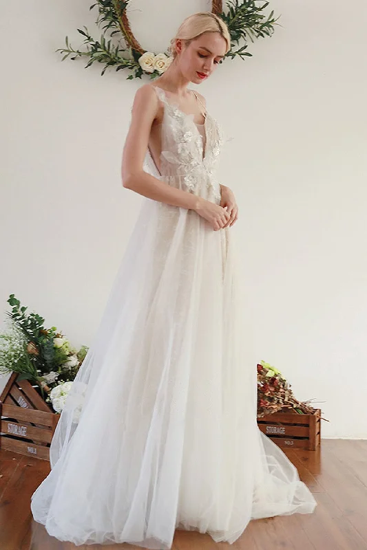 Biggest Sale of the Season!A-Line Sweep-Brush Train Lace Tulle Wedding Dress CW3046 Biggest Sale of the Season!A-Line Sweep-Brush Train Lace Tulle Wedding Dress CW3046