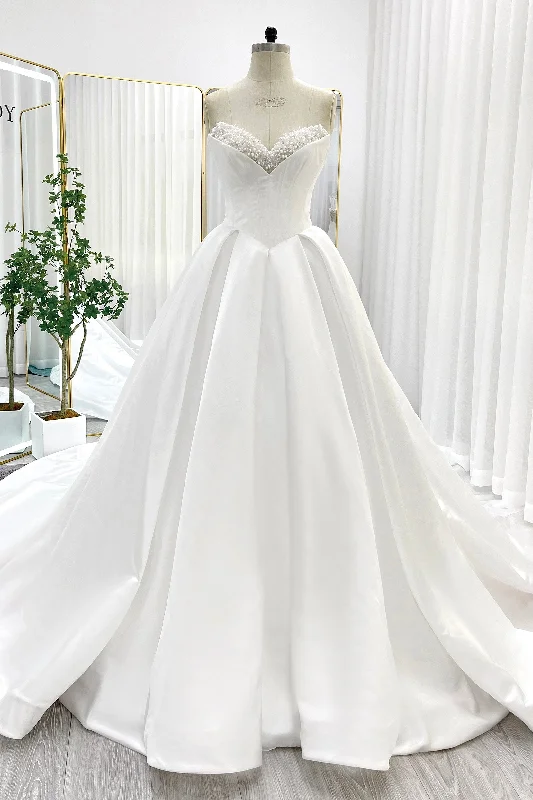 Limited Edition, Limited Price!Ball Gown Chapel Train Satin Wedding Dress CW3272