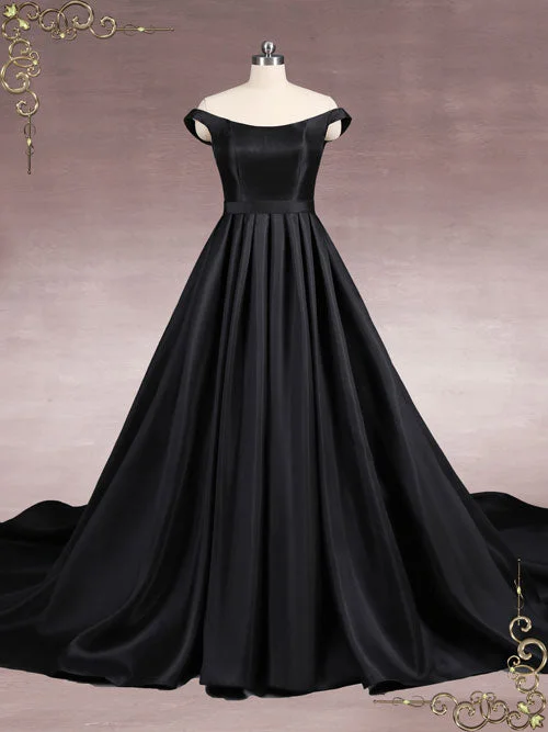 Your Discount is Waiting!Black Elegant Satin Ball Gown Wedding Dress LUISA