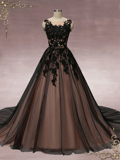 Shop More, Spend Less!Black Lace Ball Gown Wedding Dress MARTHA