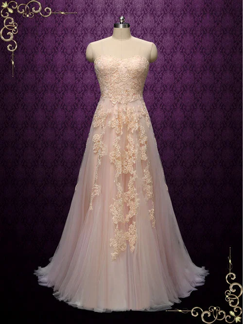 Buy One, Get One Free!Boho Style Strapless Blush Wedding Dress STEFANIE