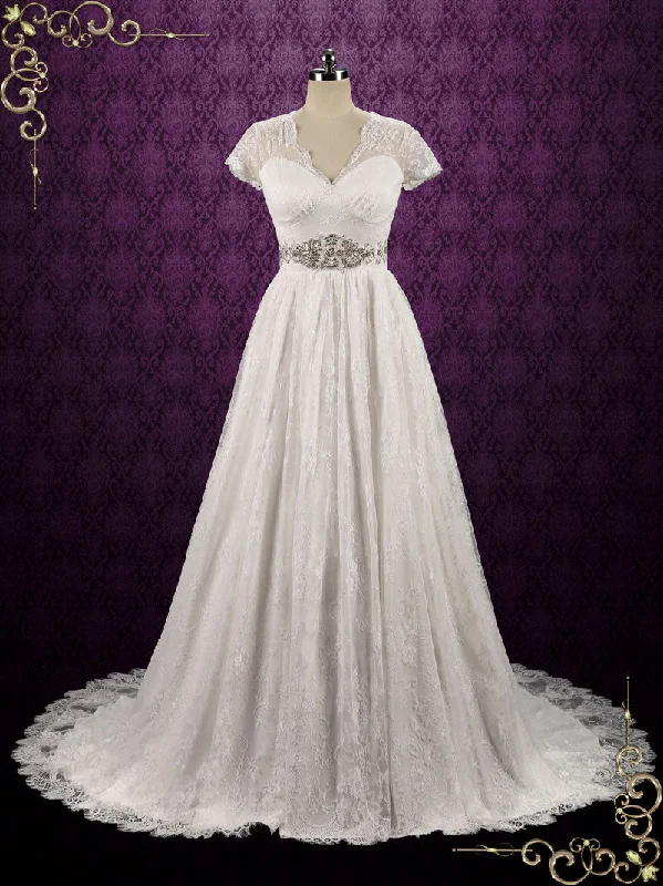 Only a Few Left – Order Now!Boho Vintage Style Lace Wedding Dress with Short Sleeves CHELSEA Only a Few Left – Order Now!Boho Vintage Style Lace Wedding Dress with Short Sleeves CHELSEA
